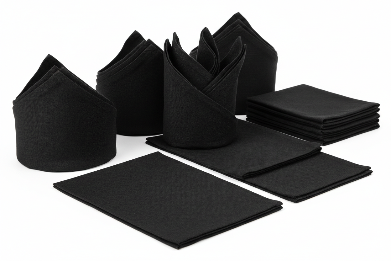 black square shaped dinner napkins